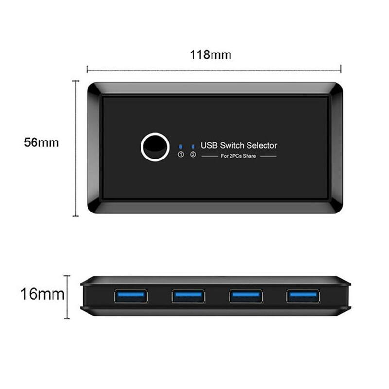 USB KVM Switch USB 3.0 2.0 Switcher 2 Port PCs Sharing 4 Devices for Keyboard Mouse Printer Monitor USB 2.0 3.0 Switch Selector