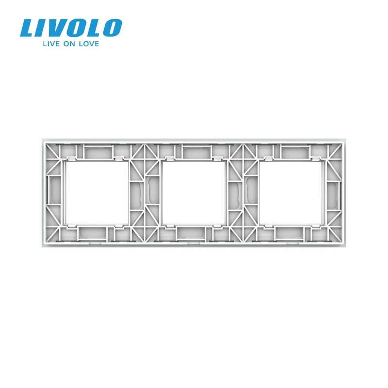 Livolo – Panel de cristal para 3 interruptores de pared. C7-3SR-11, Zócalo de enchufe estándar europeo, marco triple, 4 colores