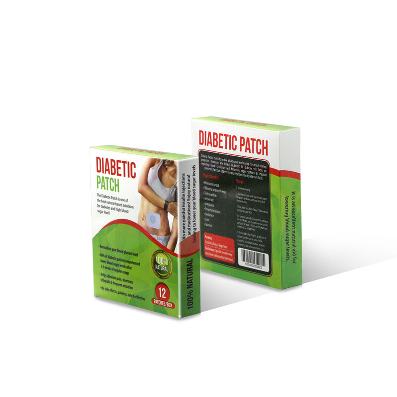Adesivo para diabetes 2 caixas = 12 sacos (24 peças), cura natural de ervas para redução da glicose no sangue, tratamento de equilíbrio de açúcar para diabetes, emplastro médico