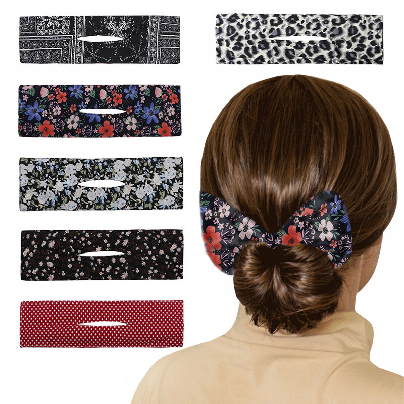 Women Knotted Deft Bun Print Hair Bands Rope Headband Summer Hairpin Braider Makers Fashion Fabric Hair Bands Hair Braiding Tool