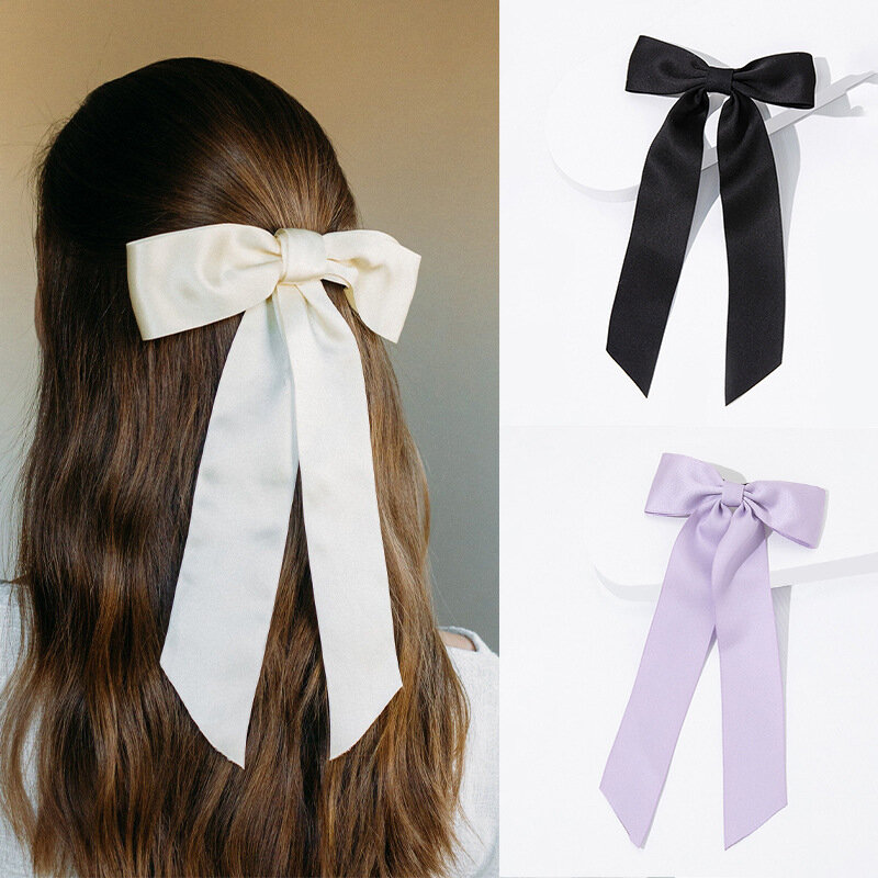 Horquillas con lazo grande para niña y mujer, horquillas para el pelo a la moda, Clip para el pelo informal, Lazo de cinta