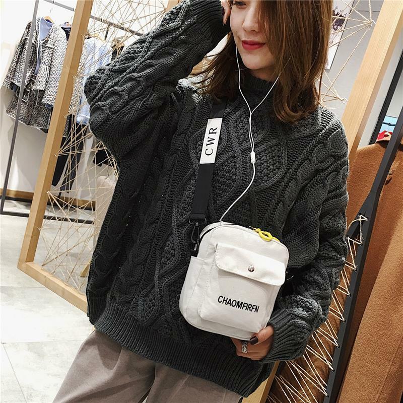 ผ้าใบขนาดเล็กกระเป๋าสไตล์ใหม่หญิง Flap สไตล์เกาหลีสไตล์นักเรียนกระเป๋าไหล่สาวขนาดเล็กไหล่...