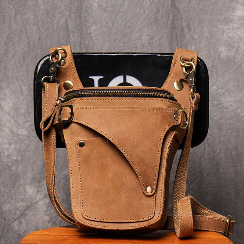 حقيبة جلد كريزي هورس للرجال ، حقيبة هاتف ، حزام ، حزام ، صدر ، كتف ، صغير