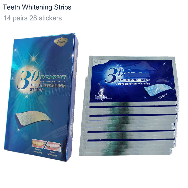 14 pces/28 pces avançado dentes branqueamento tiras 3d ultra gel branqueamento dentes branqueamento dentes cuidados orais higiene dental brilhante-tiras