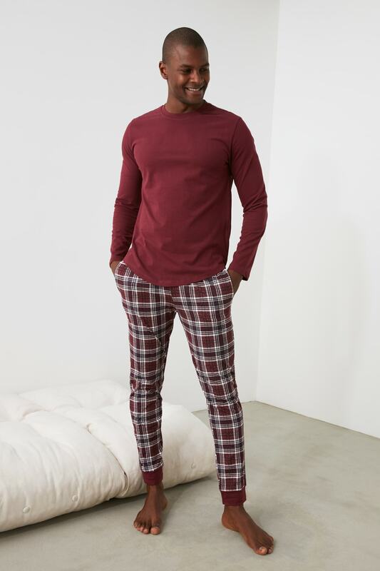 Trendyol w kratę drukowana dzianinowa piżama komplet THMAW21PT0714