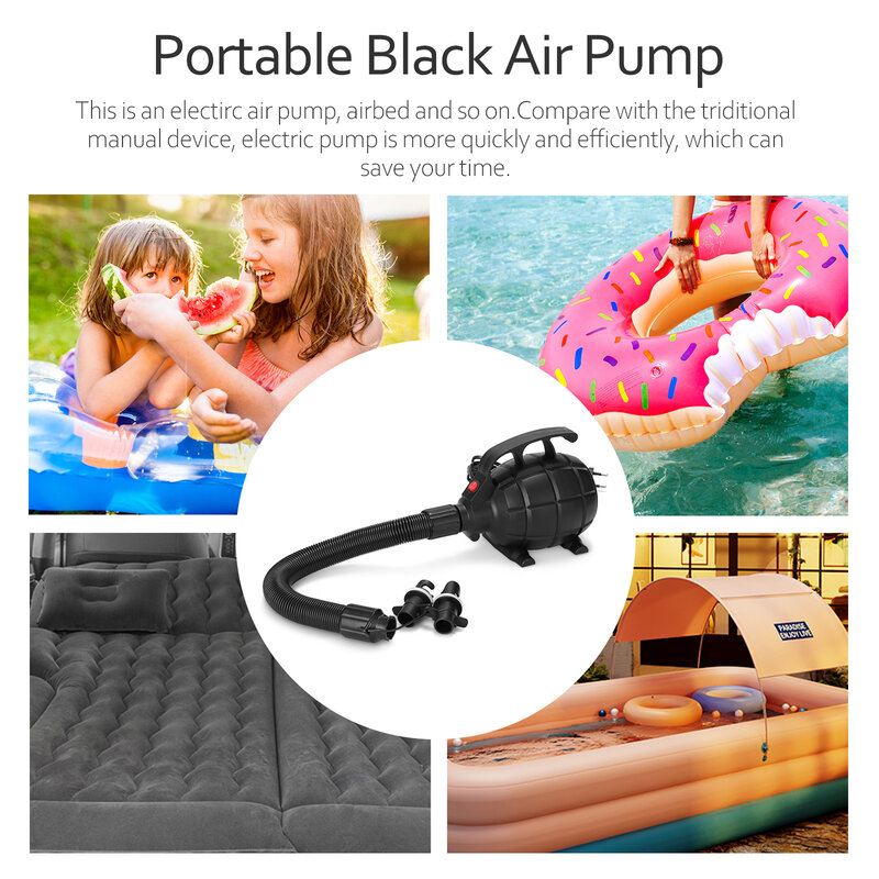 Bomba de aire portátil para el hogar, práctico tamaño pequeño, herramienta de utilidad para acampar, cama de aire, esterilla de aire, herramienta de inflado, seguridad rápida
