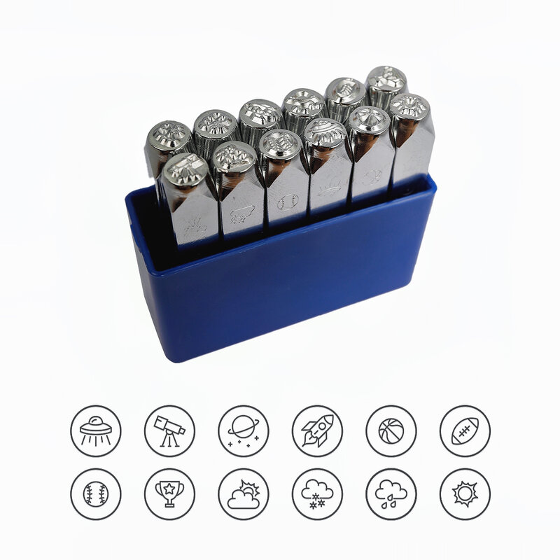 12PCS DIY Metal Punch Metal Stamping Kit Constellation Leather Stamps, Leather Logo Printing Tool, Jewelry Stamping 1/4 (6mm)