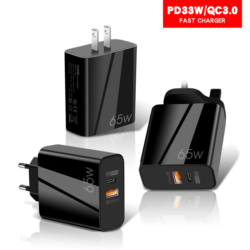 PD USB C 65W Charger Quick Charge 3.0 4.0 Fast Charger สำหรับ Iphone 13 12 Xiaomi Huawei Samsung Super ชาร์จโทรศัพท์มือถือ Adapter