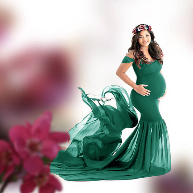 Длинные Материнские фотографии реквизит платье для беременных для фотосъемки с открытыми плечами платья для беременных женщин платье макс...