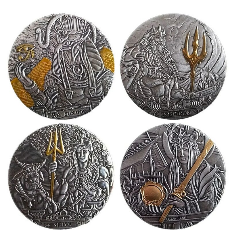 Retrato de prata para turista, moedas comemorativas de moeda religiosa do templo indus da combinação shiva e clara ii, lembranças e artesanato