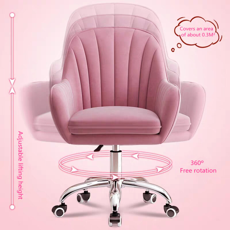 Nordic Luxury Velvet Armrest Computer Chair Gaming Leisure Adjustment Swivel Chair Internet Cafe Office Dormitory Seat Furniture