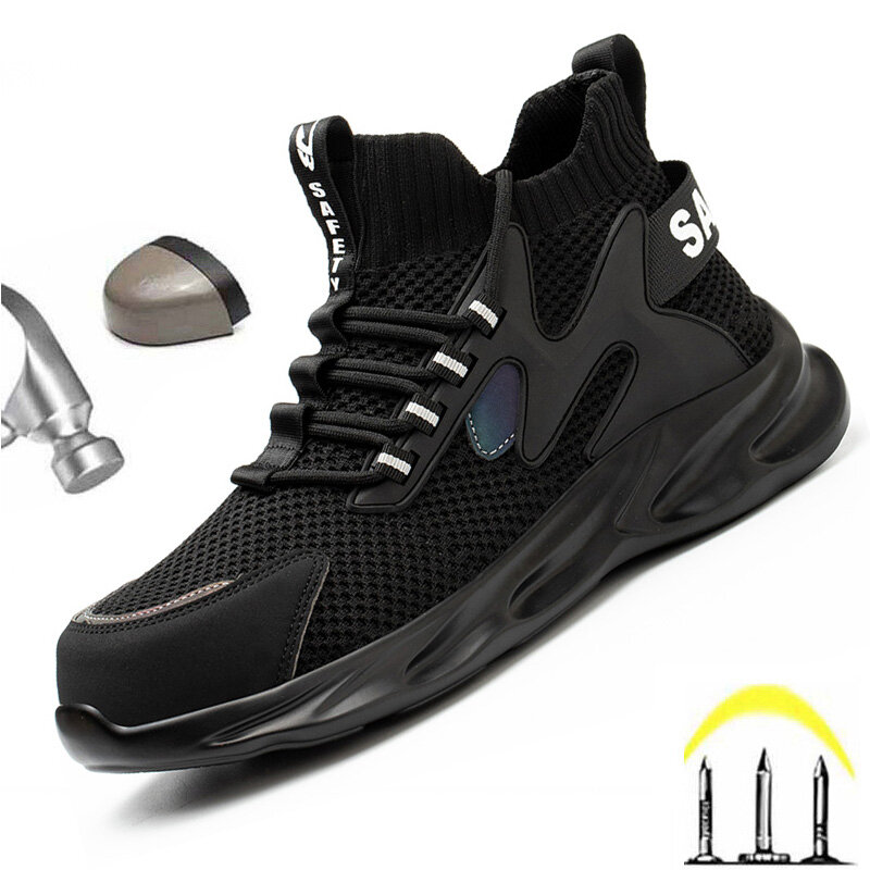Botas de trabajo indestructibles para hombre, zapatos de seguridad con punta de acero, a prueba de perforaciones, 2021