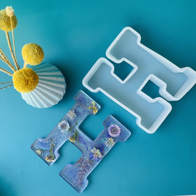 Molde de silicona con letras del alfabeto inglés, Molde de resina para decoración del hogar, con inicial de vela, joyería creativa hecha a mano