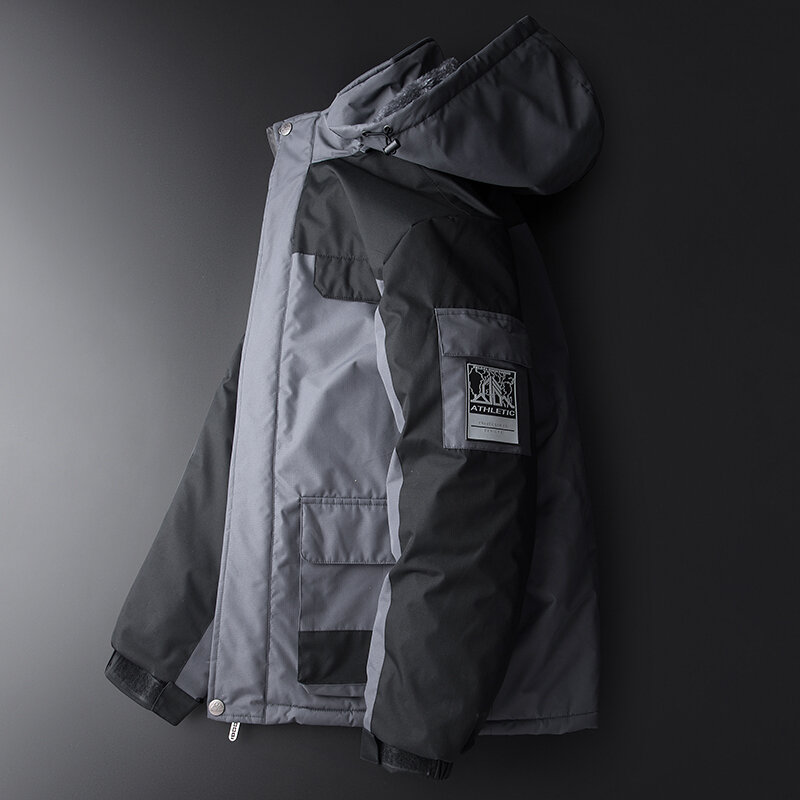 LNGXO Jaket Hiking Pria Jaket Bulu Hangat Tahan Air Mantel Bulu Tahan Angin Berkemah Luar Ruangan Mendaki Gunung L-9XL Mantel Ski