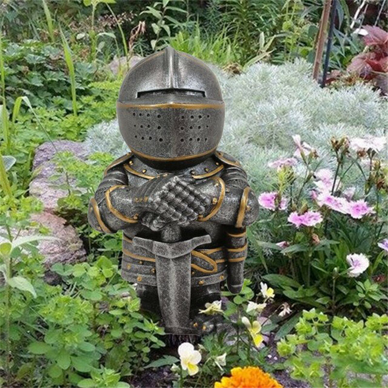 15cm Tall Eight Styles Knight Gnomes Guard Resin Sculpture Ornament Garden Outdoor Gothic-UK Garden Statue Home Decoration