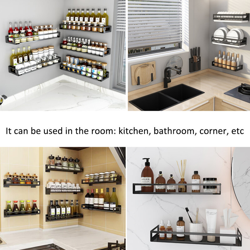 Prateleira de parede para cozinha e banheiro, suprimentos de condimentos domésticos, suporte multifuncional, pá de faca, rack de armazenamento