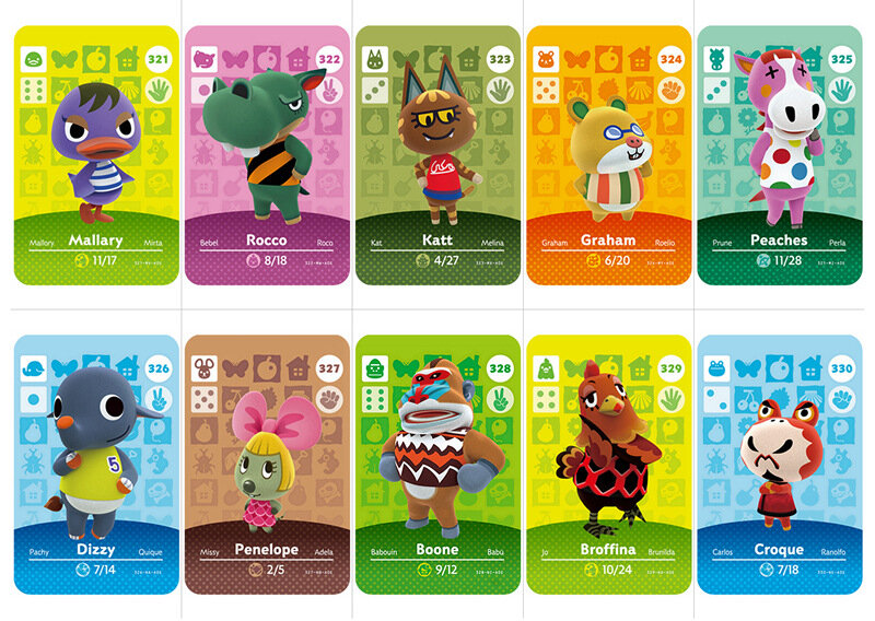 100pcs For Animal Croxxing Card NS Switch 3DS Ntag215 Game Marshal Card Set NFC Cards Series 4 (301-400)