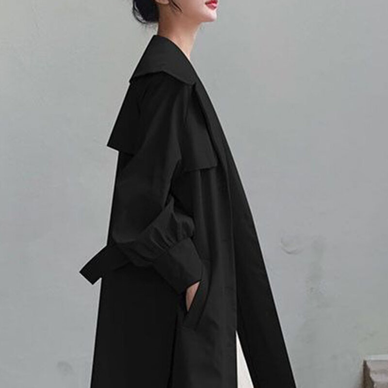트렌치 코트 여성 2021 새로운 중간 길이 가을 옷 영국 스타일 한국 패션 느슨한 기질 인기있는 부드러운 오버 코트 새로운