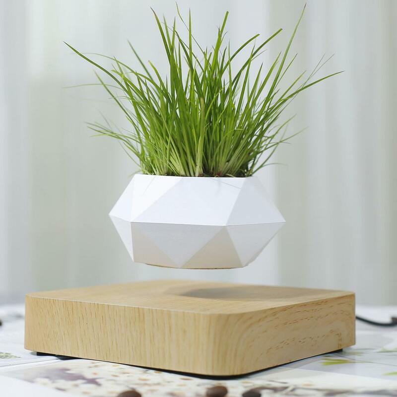 Levitating Air 분재 냄비 회전 꽃 냄비 재배자 마그네틱 서스펜션 플로팅 포트 화분 식물 홈 (식물없이)
