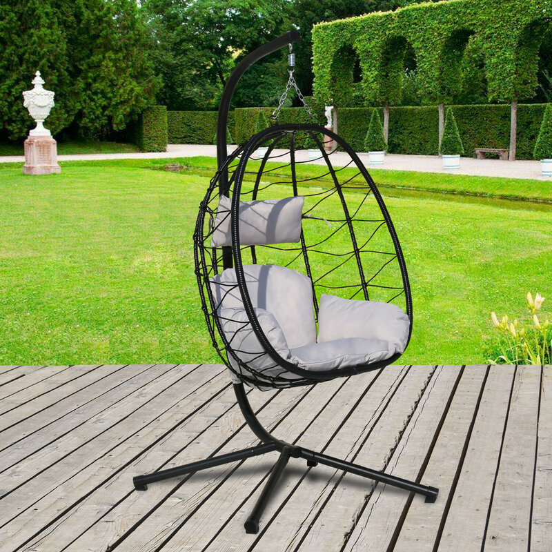 스윙 계란 의자 정원 해먹 의자 야외 교수형 의자 파티오 베란다 라운지 위커 의자 홈 가구
