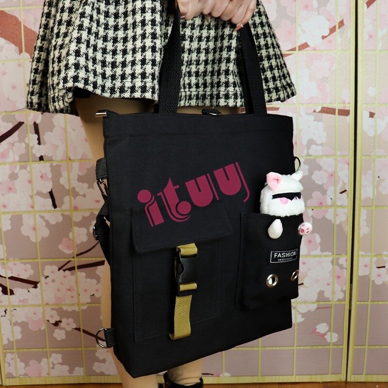 LLavero de Anime Jujutsu Kaisen Gojo Satoru, muñeco de peluche con colgante, bolsa de lona, bolso de hombro para estudiantes, bolso de mensajero informal bonito