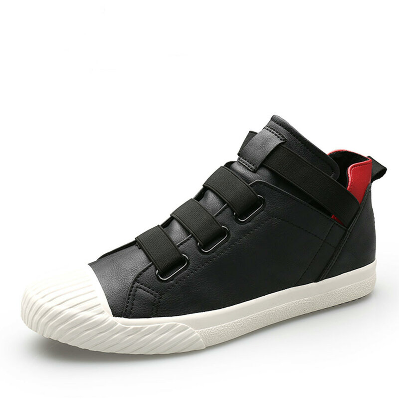 Zapatos informales de cuero para hombre, zapatillas a la moda, calzado plano de goma suave, de alta calidad, color negro, otoño