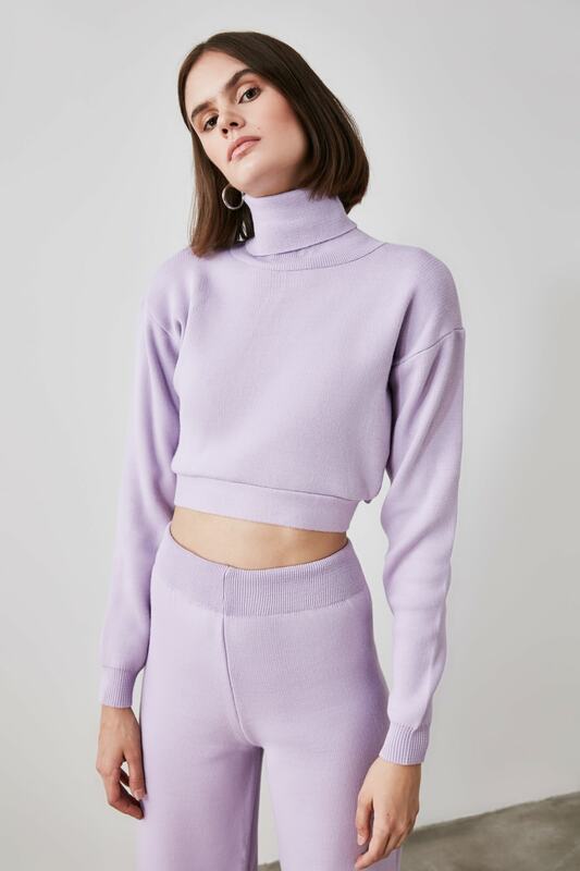 Trendyol Sweater Celana Mengikat Tali Terperinci Pakaian Rajut Sub-Top Suit TWOAW21AU0093