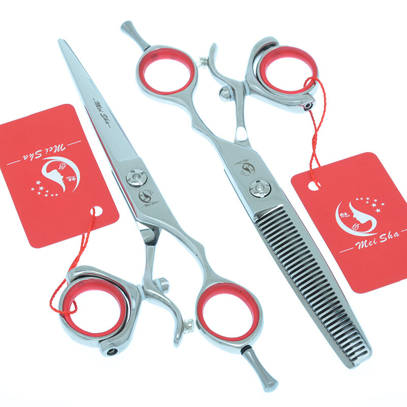 Meisha conjunto de tesouras de cabeleireiro, de polegar giratória, de 5.5/6 polegadas, para barbeiro, para corte de cabelos, barbeador para salão de beleza a0118a