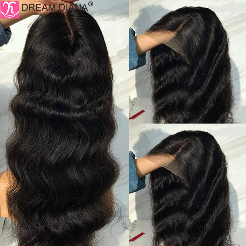DreamDiana Реми бразильские волнистые волосы, для придания объема парики 13x1 средняя часть парики шнурка из прозрачного кружева 100% шнурка челове...
