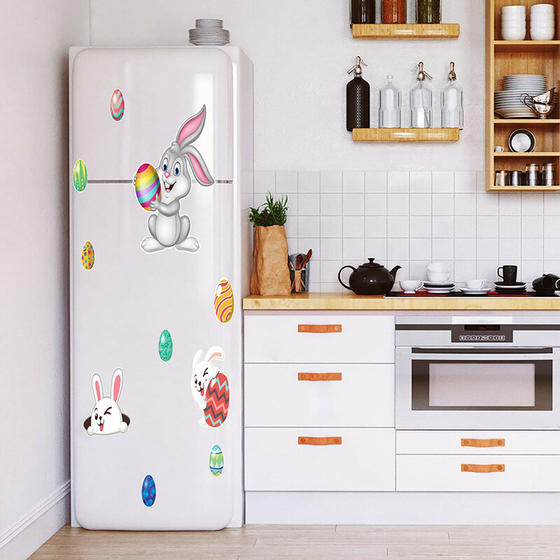 Novo 2021 adesivos coelho da páscoa eg g geladeira magnética etiqueta do feriado dos desenhos animados decoração novo estilo de etiqueta