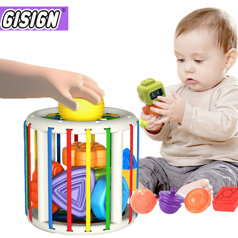 Aprendizagem da forma da cor que classifica os jogos do bloco montessori brinquedos educativos para o bebê 0-12 meses agarrando a capacidade de classificação crianças brinquedos