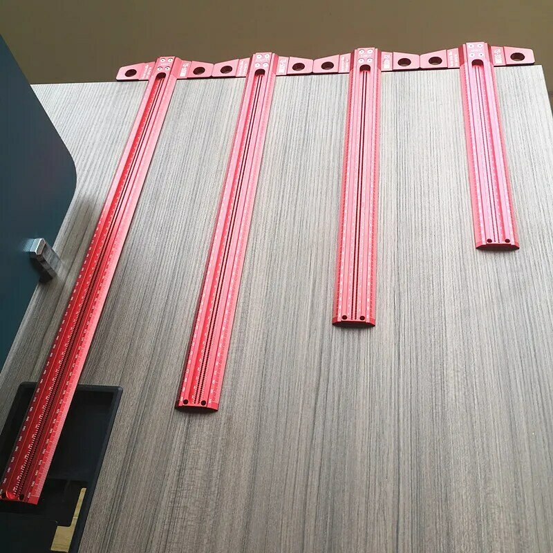 Scriba per legno 300-600mm t-type righello Scribing righello lega di alluminio disegno a tratteggio marcatura calibro strumenti di misura fai da te