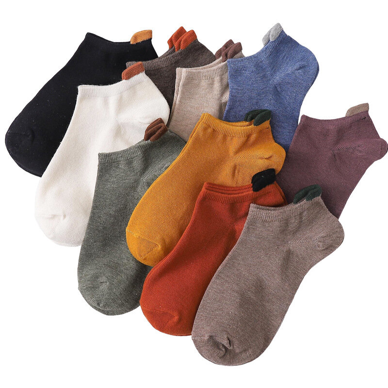 10 par quente dos homens de alta qualidade respirável esportes meias masculinas cor sólida barco meias confortáveis fashions algodão tornozelo homem meias