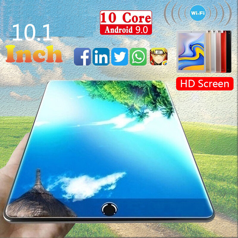 Tablet 10 core android 10.1 com wi-fi, 6g + 128gb, 4g, fdd, lte, novo tablet, pc, cartão sim duplo, crianças, 9.0