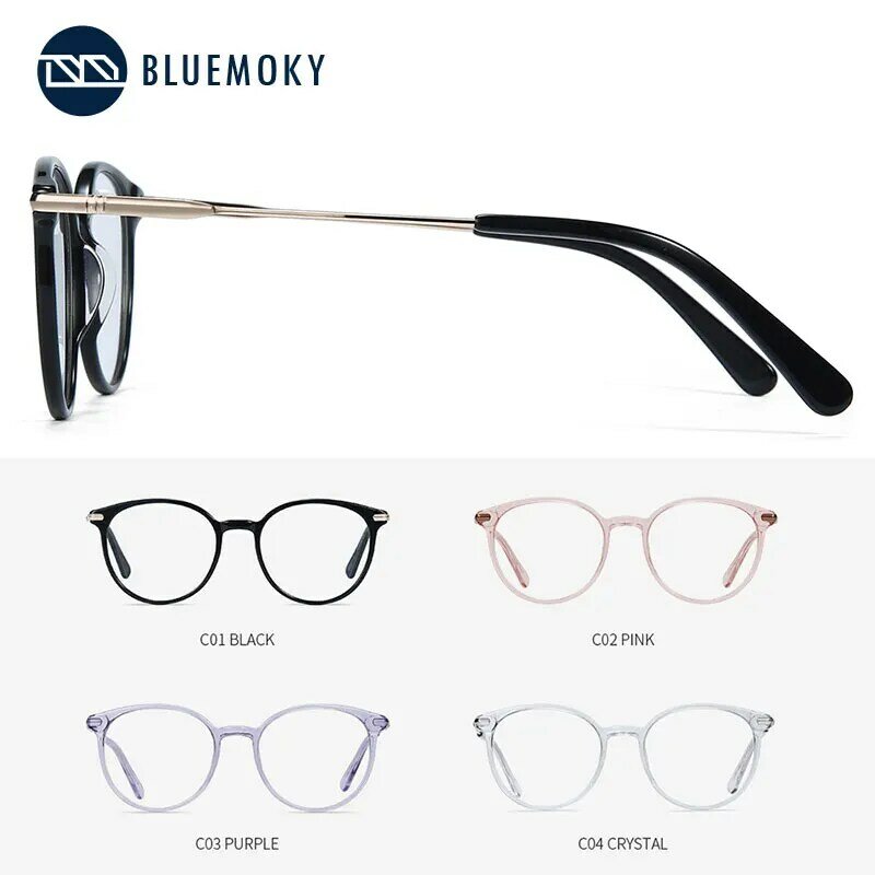 Bluemoky Vintage Ronde Bril Voor Vrouwen Optische Bijziendheid Brillen Frame Retro Anti Blauw Licht Meekleurende Eyewear