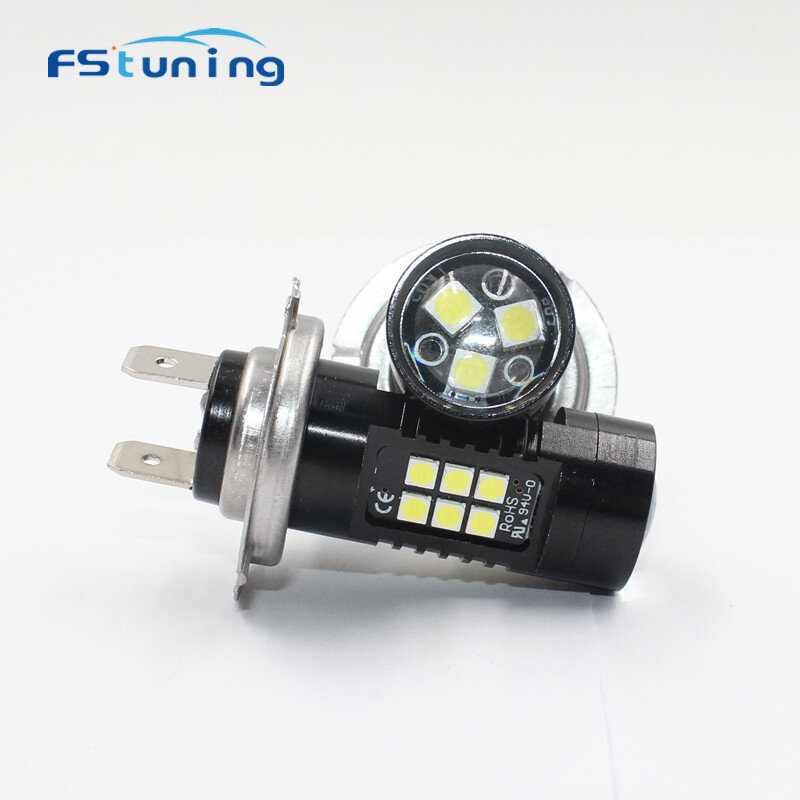 FSTUNING-Luz LED blanca antiniebla para coche, 2x H7, DRL, 21SMD, CANBUS, 3535, 10W, 12V, 6000k