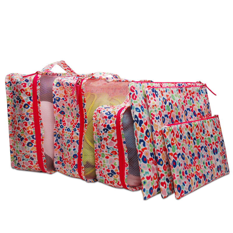 Женский комплект для багажа, комплекты для упаковки с леопардовым принтом DOM1131844, мульти-Леопардовый дорожный оганизатор, ткань