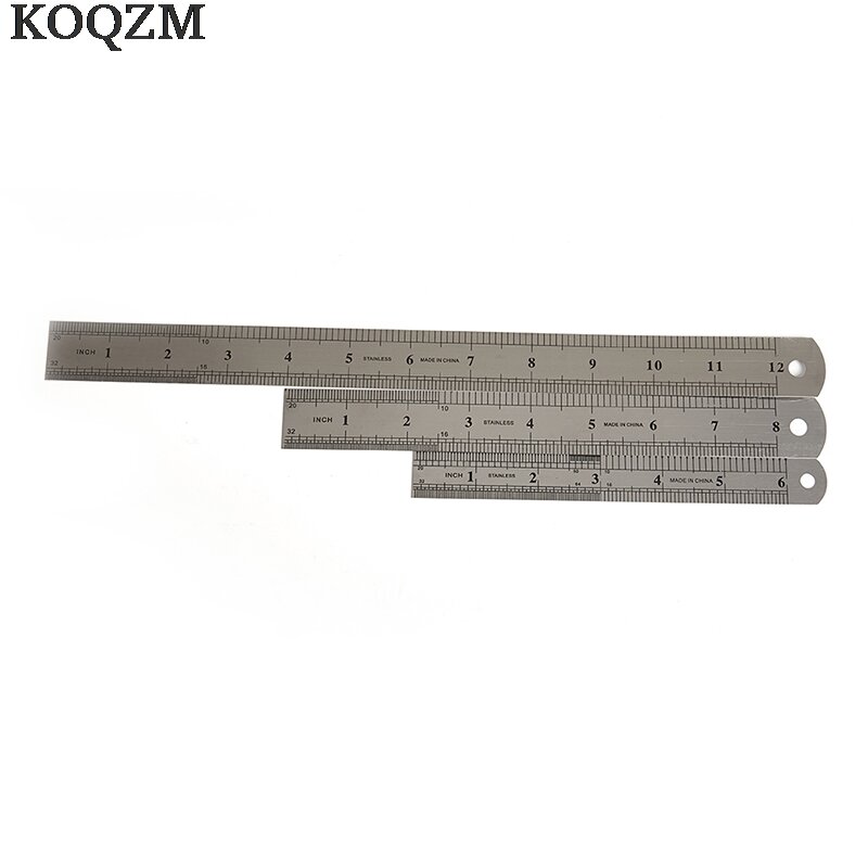 Pie de costura 15-30cm, herramienta de regla recta de Metal de acero inoxidable, herramienta de medición de doble cara de precisión