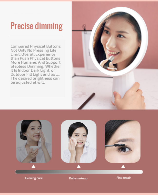 Panasonic LED Makeup Mirrorพร้อมLed Light Vanityกระจกหมุนเครื่องสำอางMiroir 5Xแว่นขยายกระจกLight Espejo
