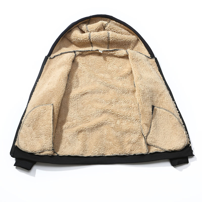 Sudadera gruesa con capucha para hombre, chaqueta informal con forro de piel, abrigo de tela sólido cálido con cremallera, Parkas de Cachemira para invierno, novedad de 2021
