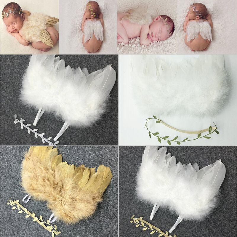 Pasgeboren Fotografie Accessoires Angel Wing Baby Foto Props Kostuums Handgemaakte Baby Foto Haak Baby Kostuums