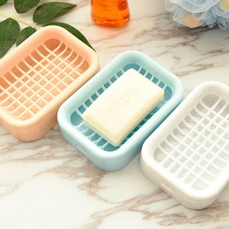 Dupla camada net tipo casa de banho sabão prato caixa design simples plástico esponja sabão drenagem prato titular ferramenta