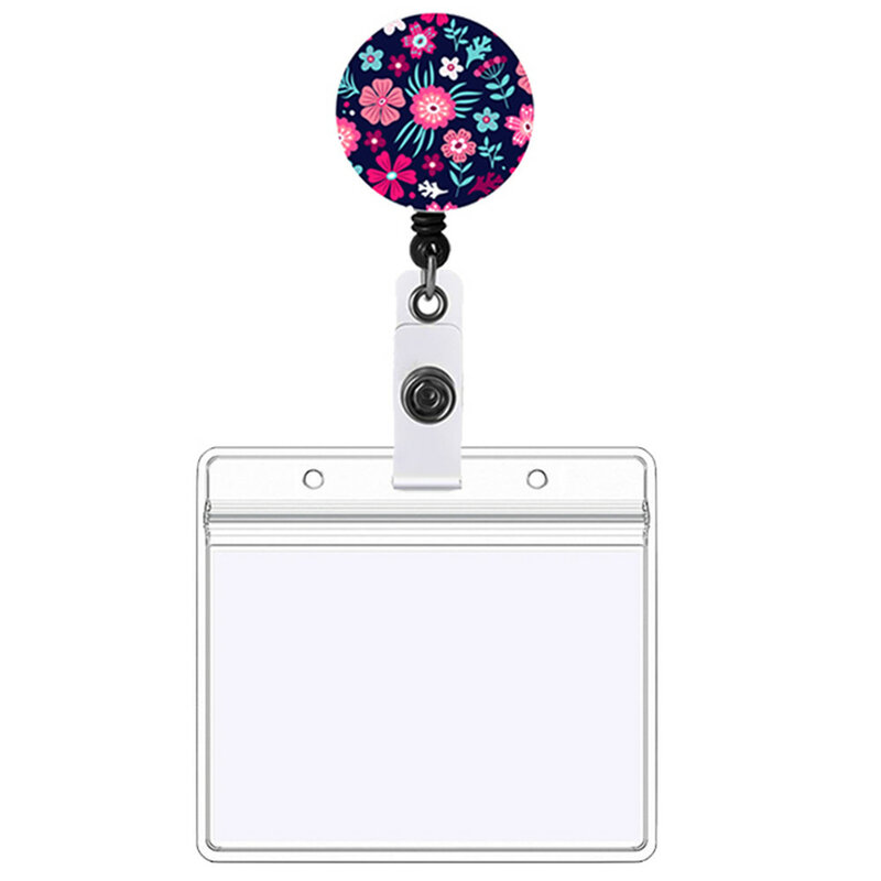 Bobine de Badge rétractable à fleurs, 1 pièce, Clip créatif à la mode, fournitures de bureau pour étudiants, médecin, infirmière
