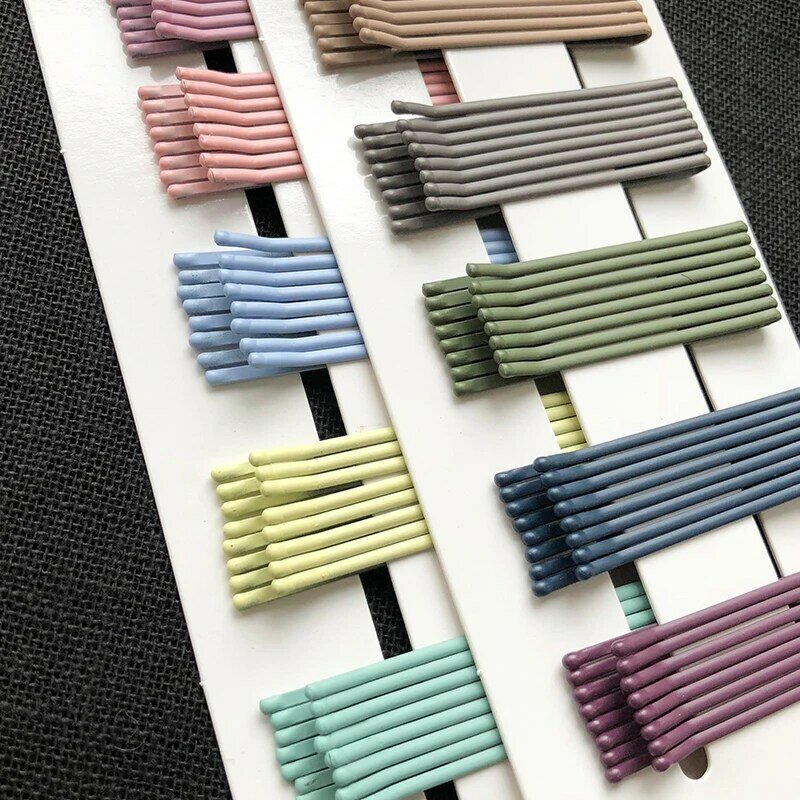 Free Shipping 40 PCs Spring/Summer Frosted Colorful Bar Shaped Bang Combination All-Matching Side Clip Hairpin Korean