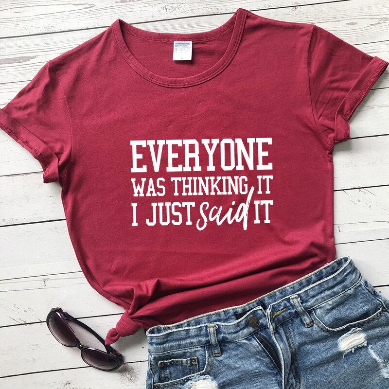 Все думая, что я только что сказал, что это футболка саркастический Hipster гранж футболка на каждый день для женщин короткий рукав лозунг Tumblr т...