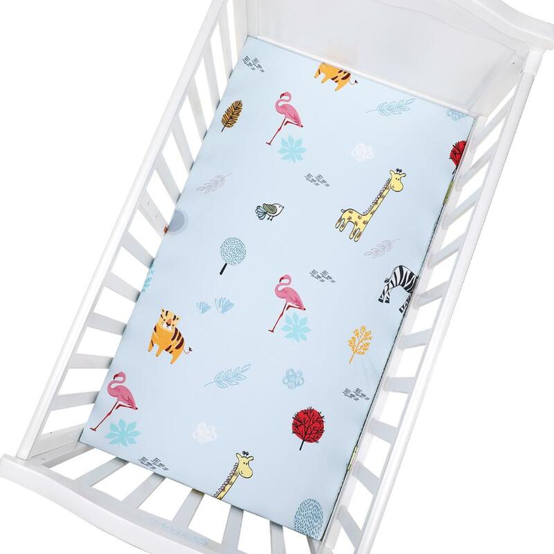 100% algodón cuna equipada hoja suave transpirable bebé colchón de la cama cubierta Potector de dibujos animados bebé recién nacido Ropa de cama cuna tamaño 130*70 cm