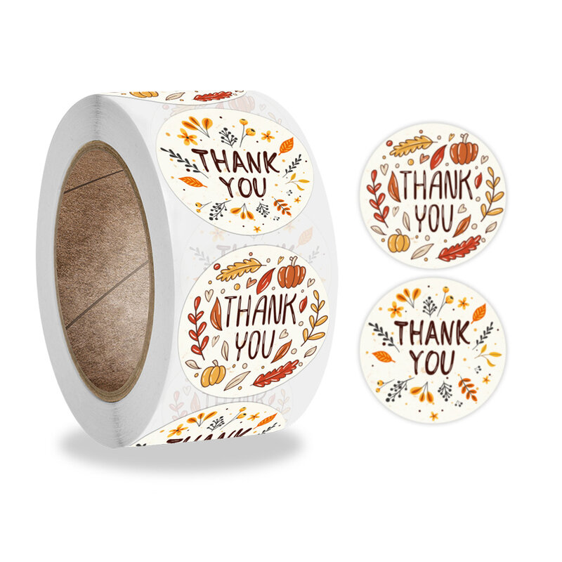 500pcs/roll 2.5/3.8cm Plant Thank You Sticker Christmas New Year Party Gift Greeting Card Decoration Label