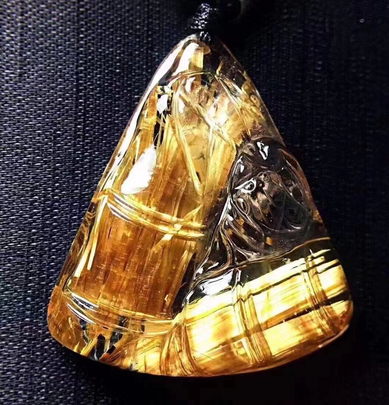 Colgante de oro Natural para mujer y hombre, joyería de cristal rutilado, oro Natural, Cuarzo rutilado, 32x28x7mm, AAAAAA de Brasil