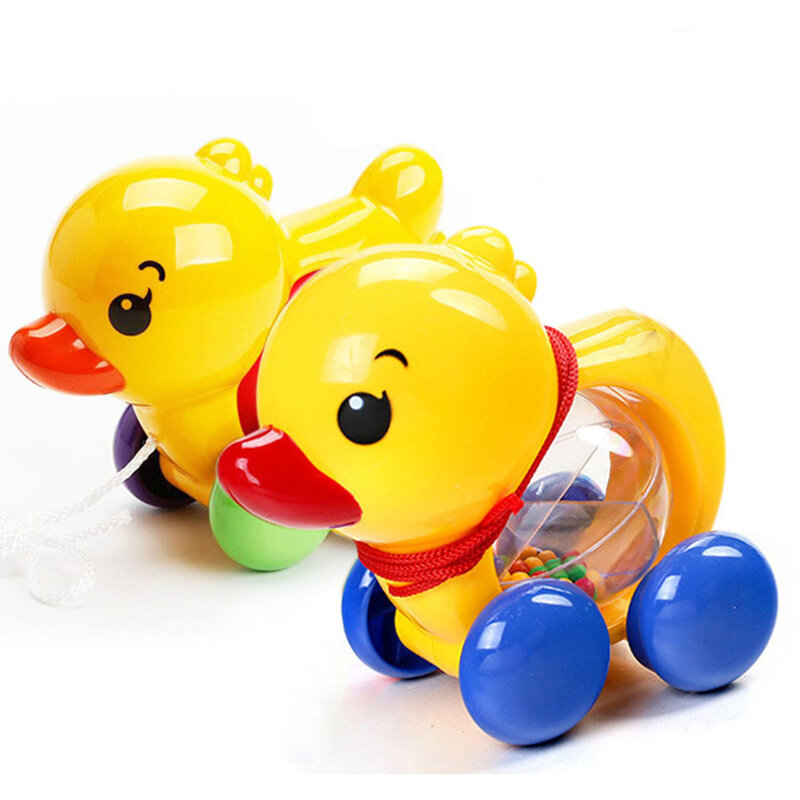 Desenhos animados puxar corda pato animais bebê chocalhos agitando sino brinquedos música handbell para crianças