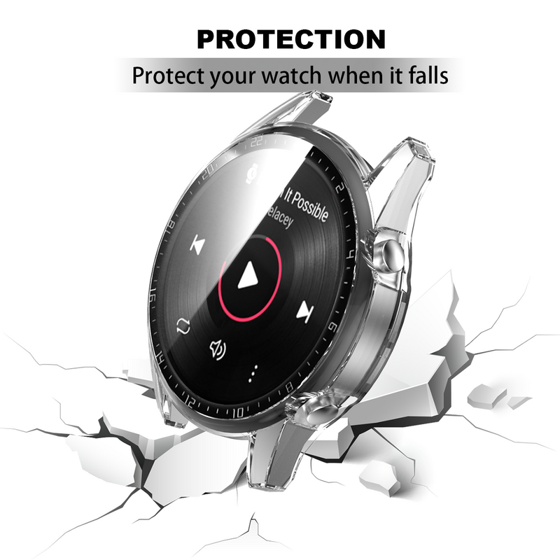 Electroplated Pc Beschermende Shell Met Gehard Film Twee-In-een Beschermende Beschermhoes Voor Huawei GT2 46Mm beschermende Shell